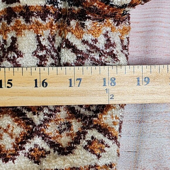 Vintage 1960s Brown Faux Fir Trim Carpet Bohemian Tapestry Coat, Women's Small - Picture 9 of 10